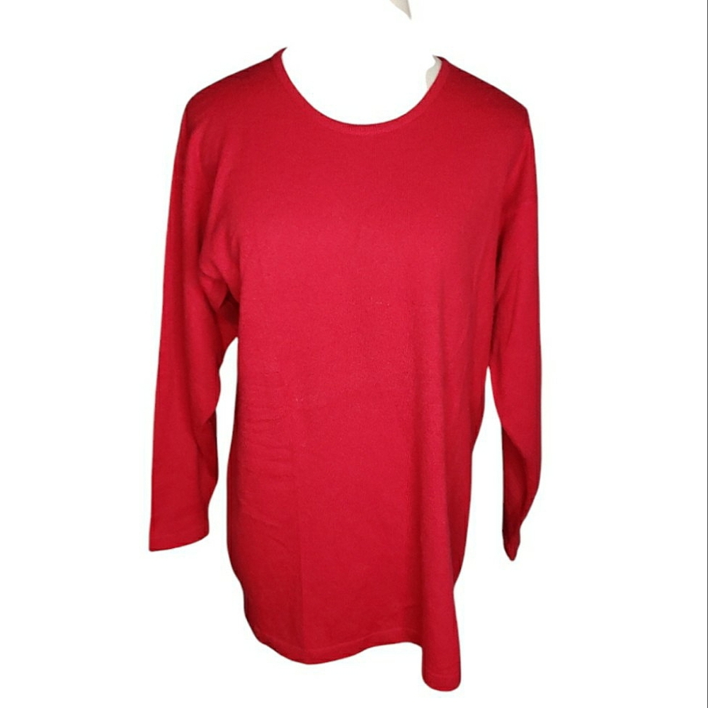 Vintage Cashmere Crewneck  Holiday Photos Crimson Valerie Louthan Sweater L/XL